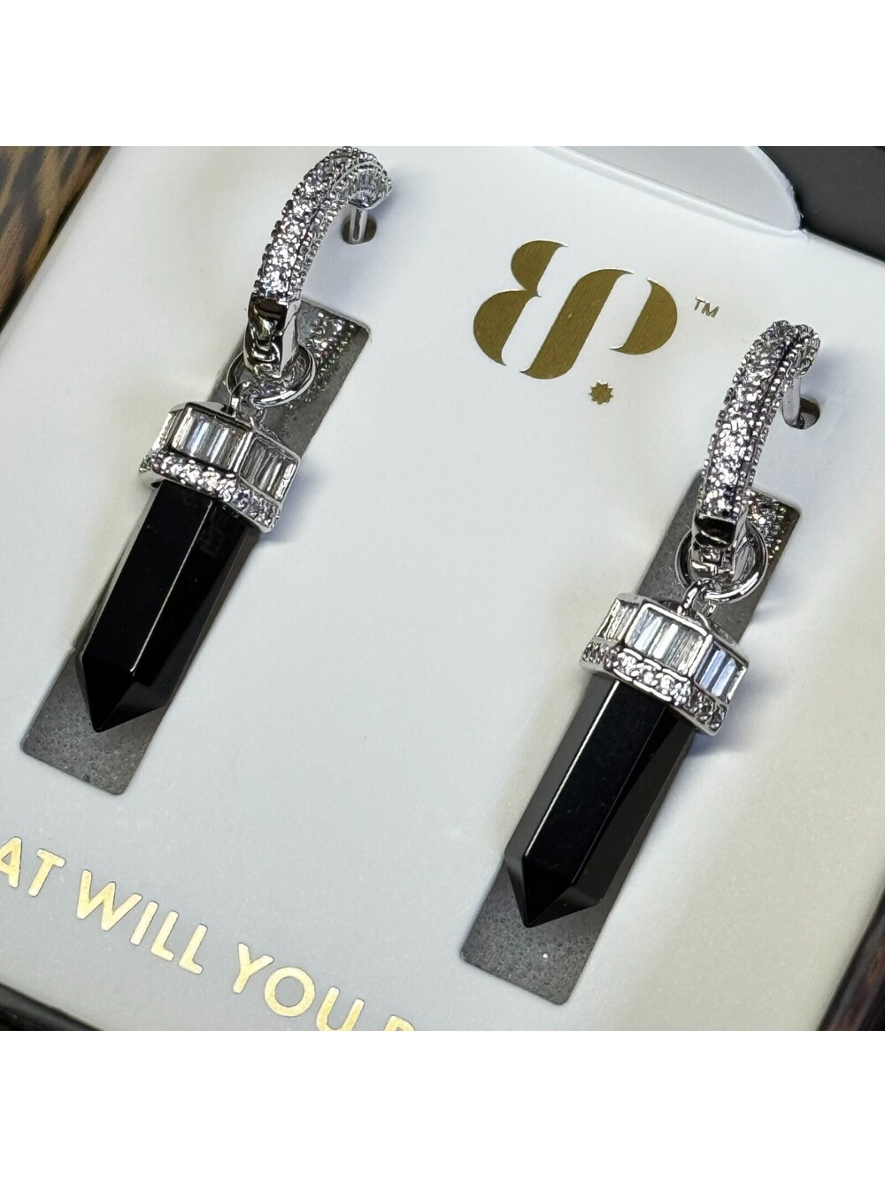 Bomb Party UNTAMED "Midnight Shadow Dancer" Earrings Black Onyx on Rhodium
